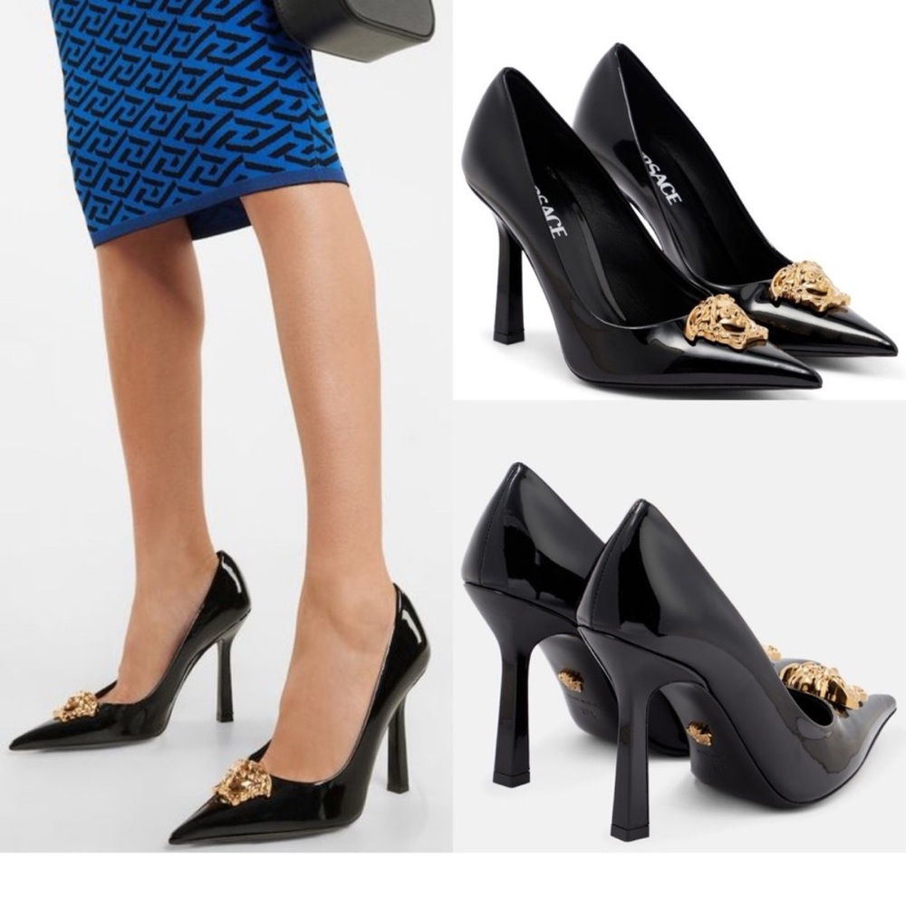 BNIB VERSACE Black and Gold Women's Shoes Size 36 Decolette T.105